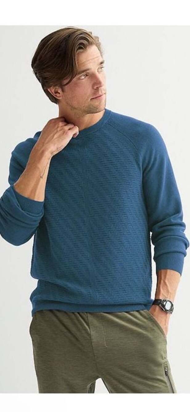 FLX Men's Blue Textured Crewneck Sweater Size XXL